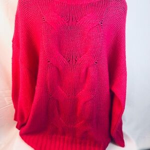 Aerie Bold Pink Cable Knit Sweater, very oversized